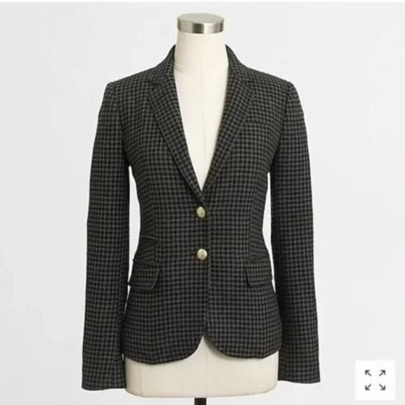 J. Crew Factory Jackets & Blazers - J. CREW Keating Houndstooth Boy Wool Blazer Black Gray {HH27}
